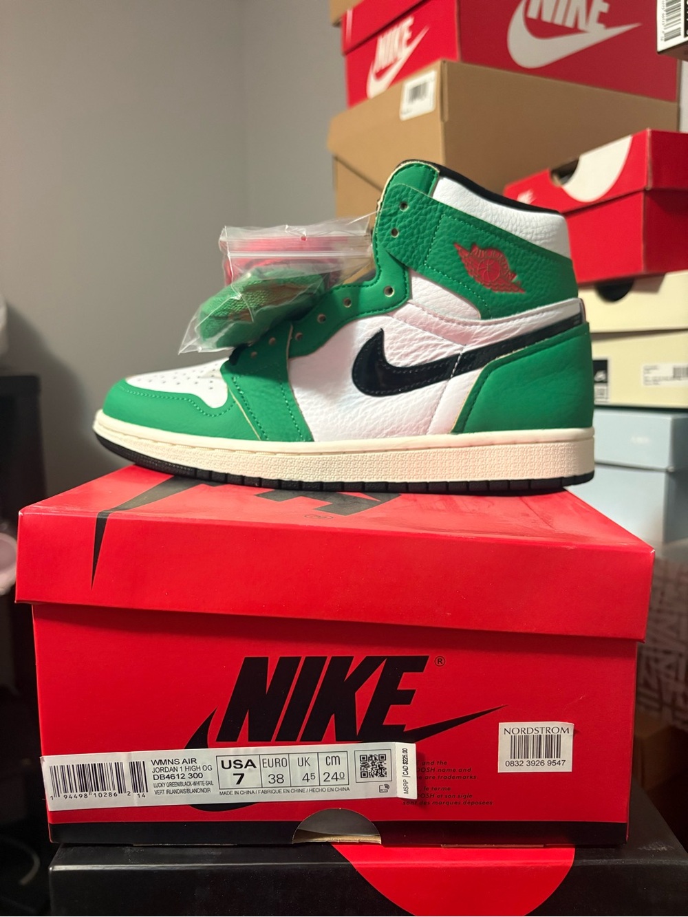 Women’s Nike Air Jordan 1 High Green/White with Black Swoosh